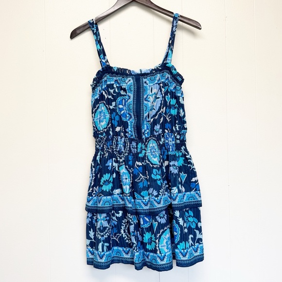NWT RAMY BROOK Alicia Mixed Print Cotton Blend Mini Dress Blue Small - Picture 6 of 13